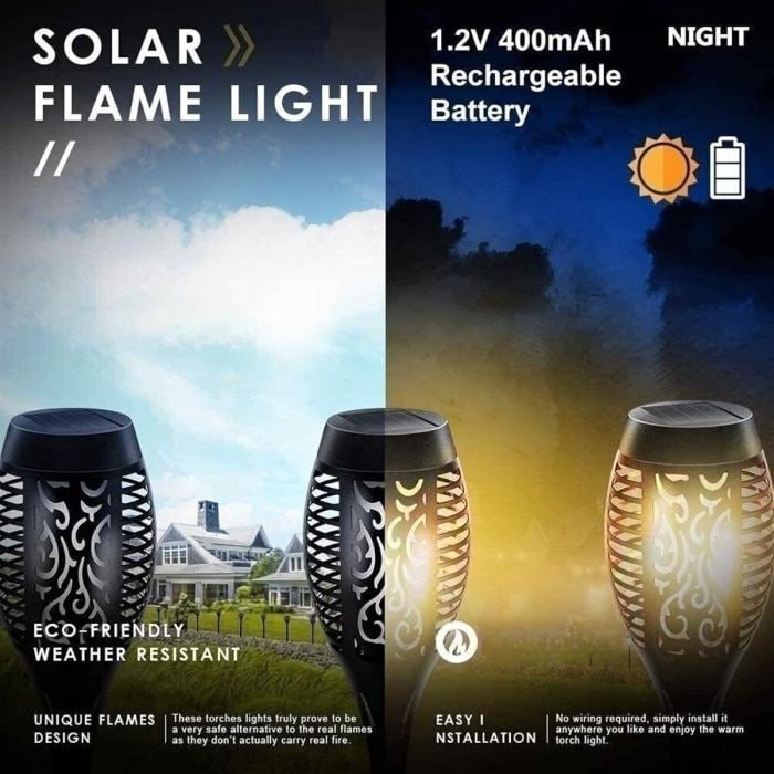 Big Outdoor Garden & Path Solar Flame Light-4PCs