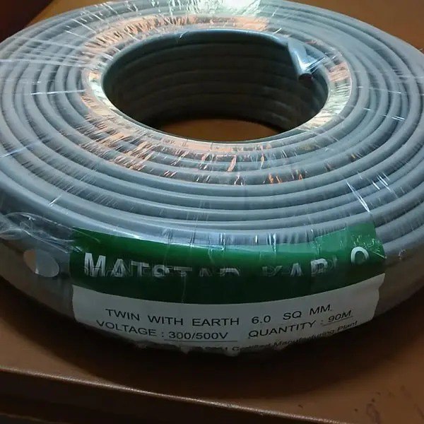 Super Heavy Matstar Twin With Earth Electrical Wire 90Mtrs Roll Size 6.0 MM