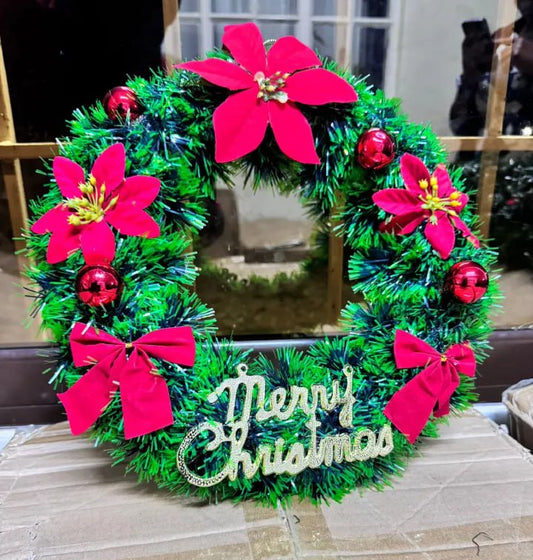 30CM Christmas Wreath for Front Door / Window with pine artificial garland