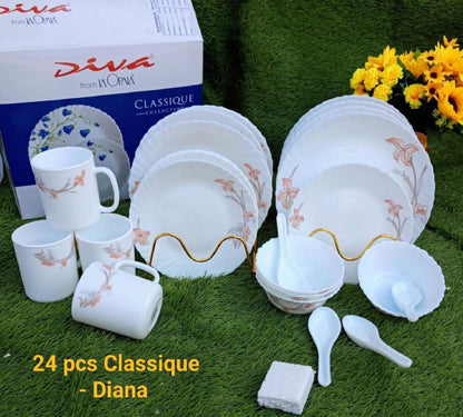 Diva 24 Pieces Classique Glass Dinner Set