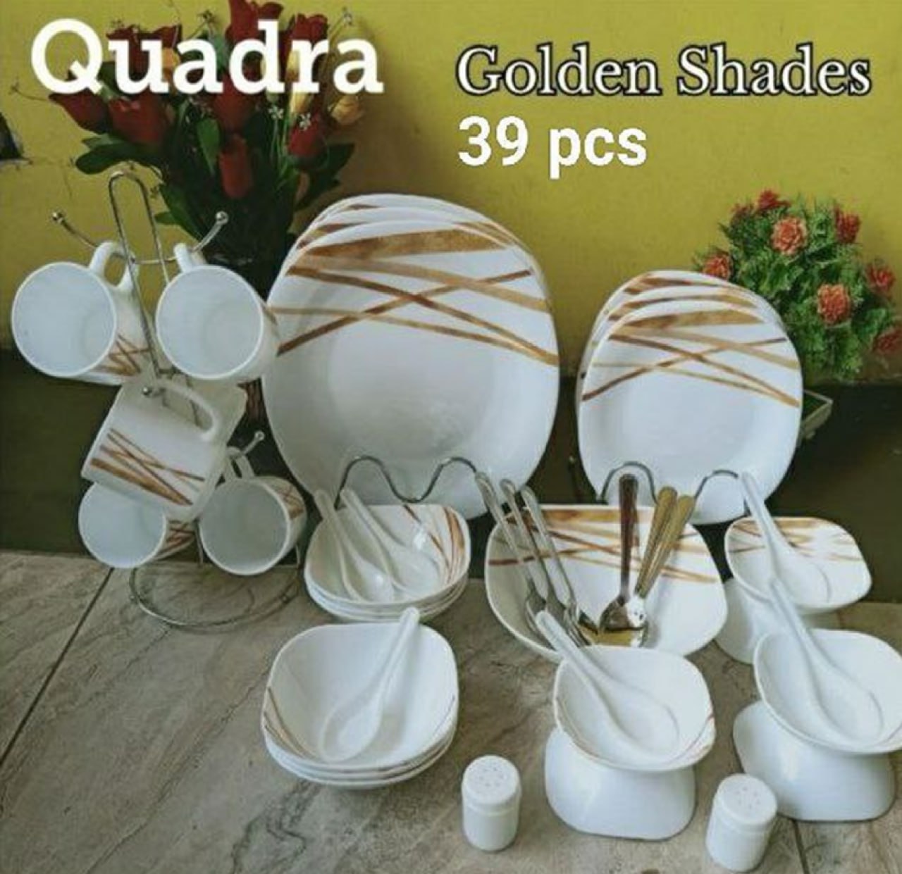 Diva 39 Pieces Glass Quadra Dinner set