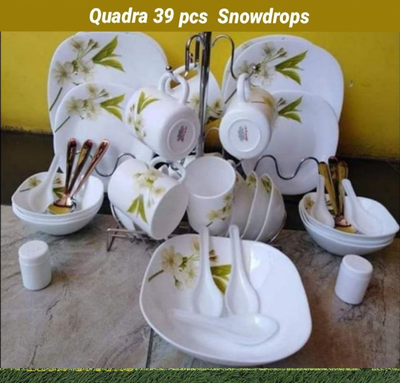 Diva 39 Pieces Glass Quadra Dinner set