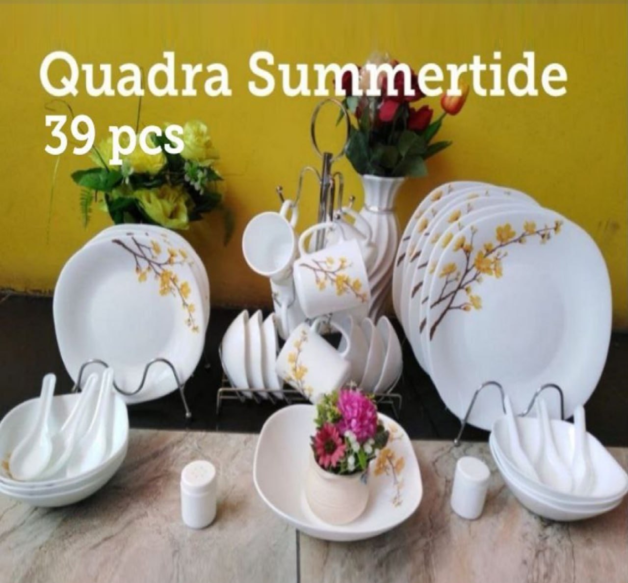 Diva 39 Pieces Glass Quadra Dinner set