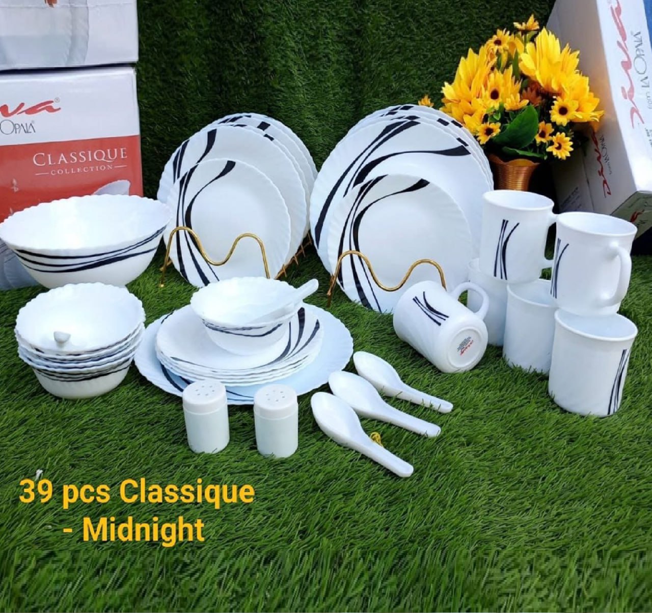 Diva 39 Pieces Glass Quadra Dinner set