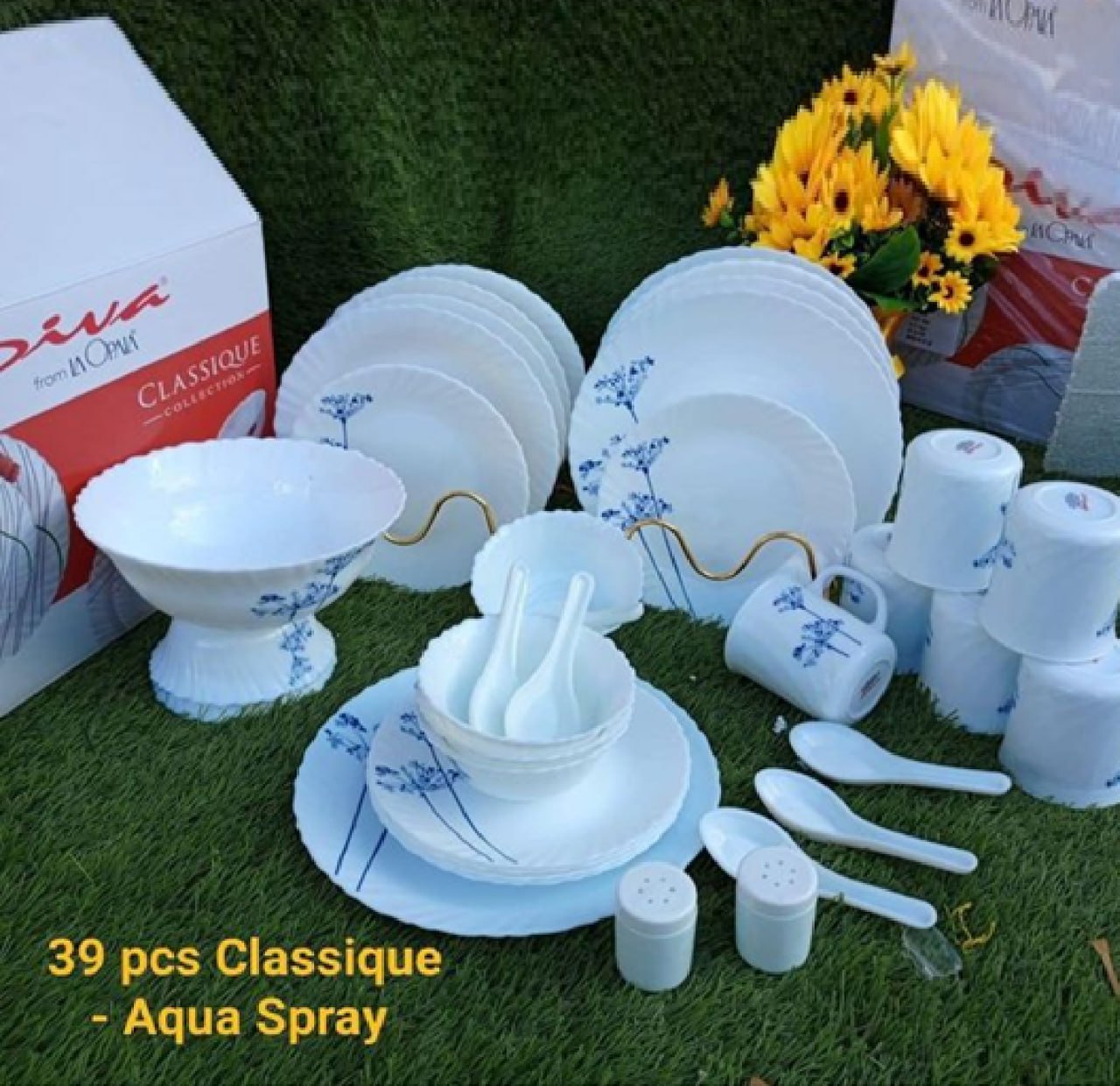 Diva 39 Pieces Glass Quadra Dinner set