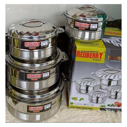 Redberry Stainless Steel Tallmaxx Hotpots – Premium Heat Retaining Serveware (4PCS Set)