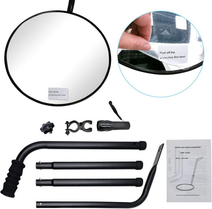 Under Vehicle Inspection Mirror with Telescoping Pole and LED Torch