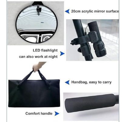 Under Vehicle Inspection Mirror with Telescoping Pole and LED Torch