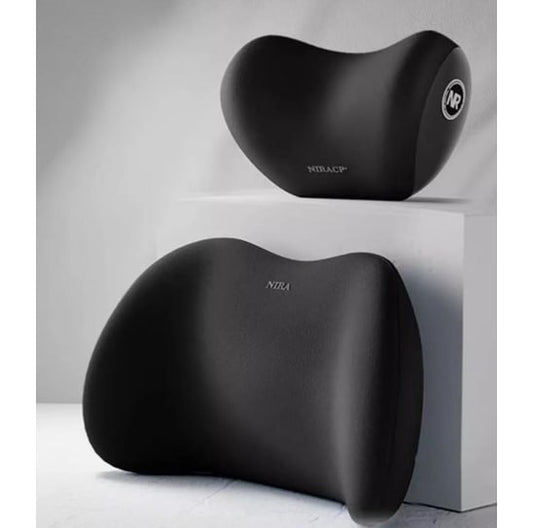 Ergonomic Back and Neck Cushion, 2 Piece Memory Foam Car Headrest and Lumbar Support