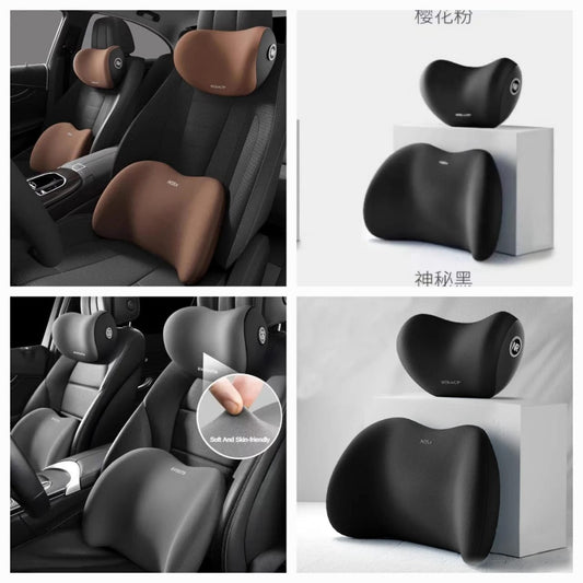 Ergonomic Back and Neck Cushion, 2 Piece Memory Foam Car Headrest and Lumbar Support