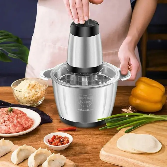 Stainless Steel Electric Meat Grinders with Bowl Heavy for Kitchen Food Chopper, Meat, Vegetables, Onion, Garlic Slicer Dicer, Fruit & Nuts Blender