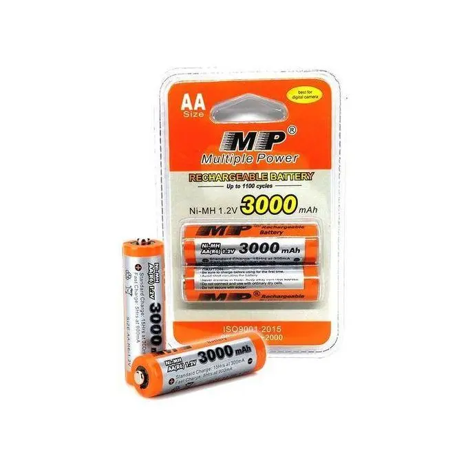 A pair of Multiple Power Rechargeable Battery AA MP Ni-MH 3000mAh 1.2V