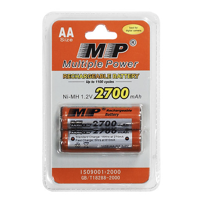 A pair of Multiple Power Rechargeable Battery AA MP Ni-MH 3000mAh 1.2V