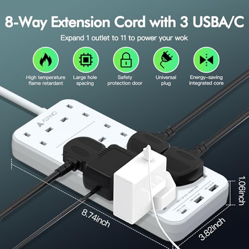 [PID000064] Extension Cables 6 Way With 3 USB + 1 type C Ports Multiplug Power Extension Socket Power Cables