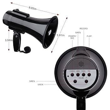 [PID000067] Audio Handheld Megaphone/Bullhorn/Loud Speaker with Rechargeable Battery with Charger - 30 Watts, Range 500 Meters