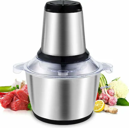 [PID000078] Stainless Steel Electric Meat Grinders with Bowl Heavy for Kitchen Food Chopper, Meat, Vegetables, Onion, Garlic Slicer Dicer, Fruit & Nuts Blender